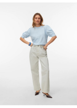 VERO MODA VMDOFFY pulover s puff rukávmi modrý