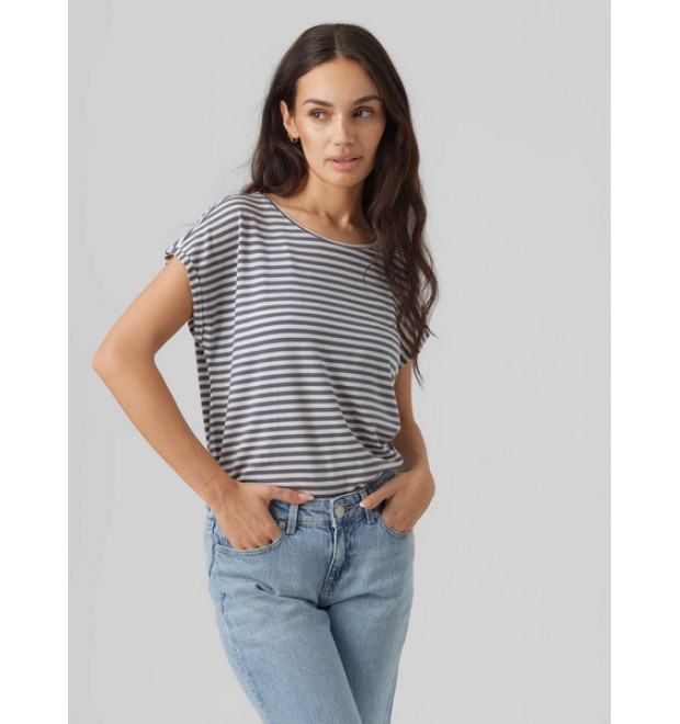 VERO MODA VMAVA Tričko s pásikmi modré VERO MODA VMAVA Tričko s pásikmi modré