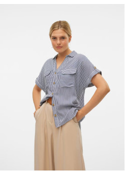Vero Moda BUMPY košeľa pruhovaná modrá