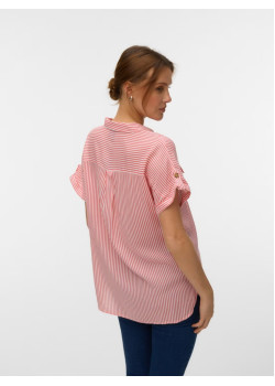 Vero Moda BUMPY košeľa pruhovaná červená