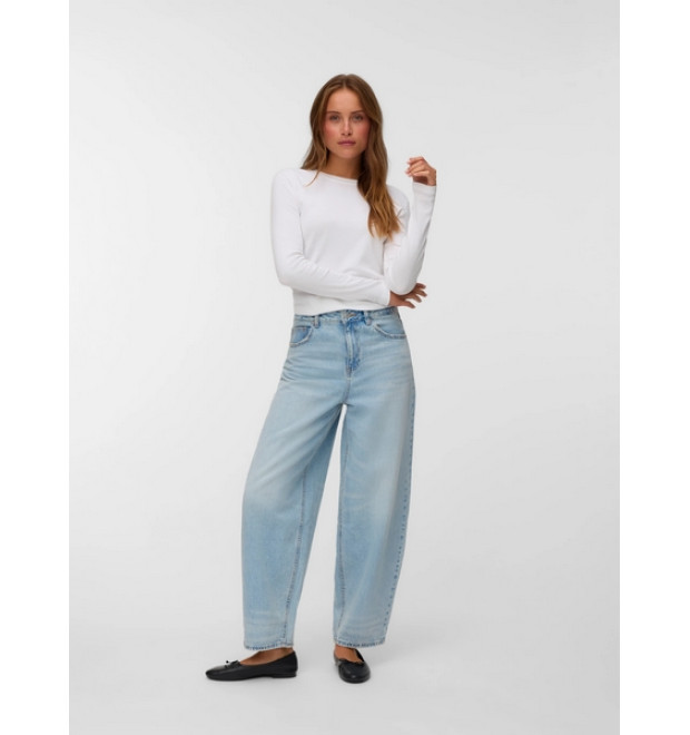 VERO MODA BILLIE dámske rifle s vysokým pásom modré VERO MODA BILLIE dámske rifle s vysokým pásom modré