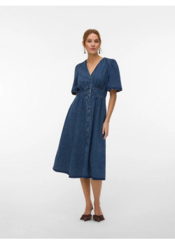 Vero Moda MELANEY rifľové midi šaty
