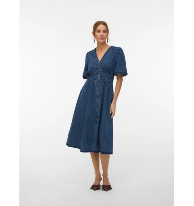 Vero Moda MELANEY rifľové midi šaty