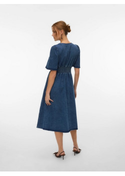 Vero Moda MELANEY rifľové midi šaty