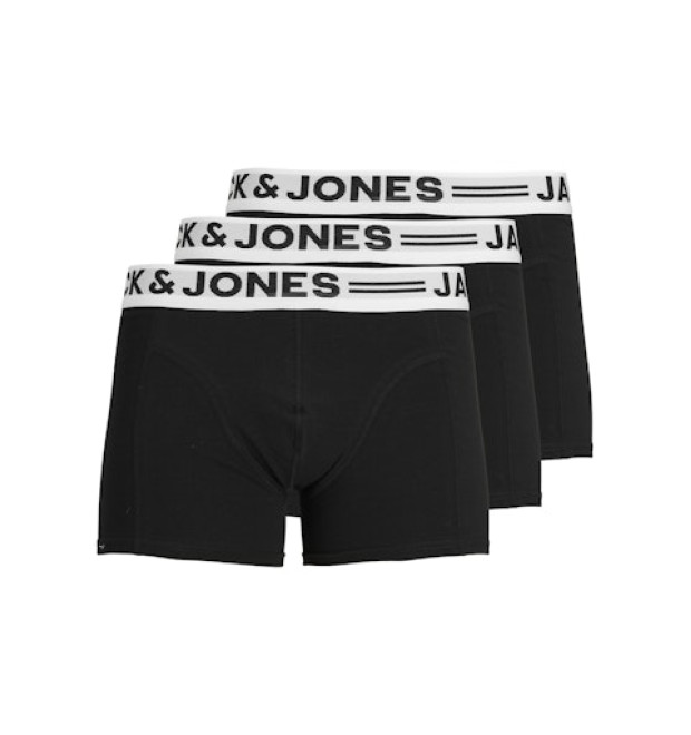 JACK & JONES pánske bavlnené boxerky 3-balenie čierne/W JACK & JONES pánske bavlnené boxerky 3-balenie čierne/W