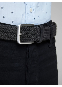 JACK & JONES pánsky opasok opletený čierny s cvočkovým zapínaním