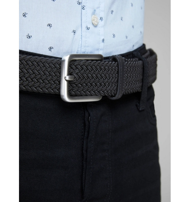 JACK & JONES pánsky opasok opletený čierny s cvočkovým zapínaním JACK & JONES pánsky opasok opletený čierny s cvočkovým zapínaním