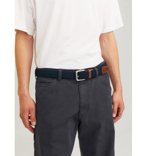 JACK & JONES opasok opletený modrý s cvočkovým zapínaním
