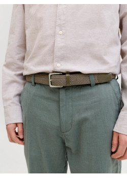 JACK & JONES opasok opletený zelený s cvočkovým zapínaním
