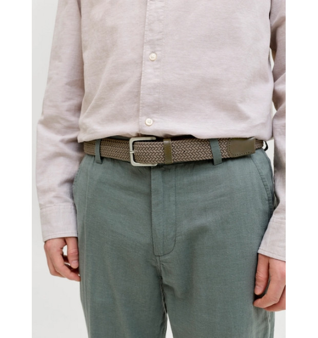 JACK & JONES opasok opletený zelený s cvočkovým zapínaním