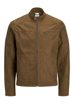 JACK & JONES pánska motorkárska bunda hnedá