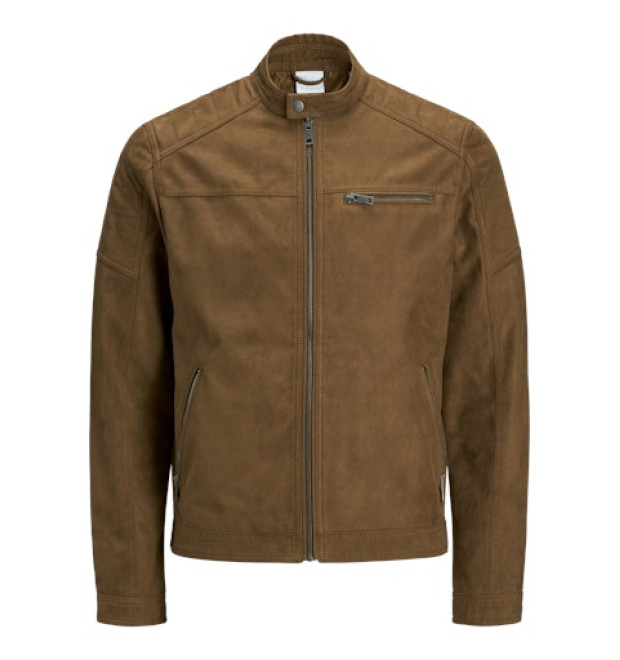 JACK & JONES pánska motorkárska bunda hnedá JACK & JONES pánska motorkárska bunda hnedá