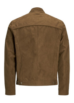 JACK & JONES pánska motorkárska bunda hnedá