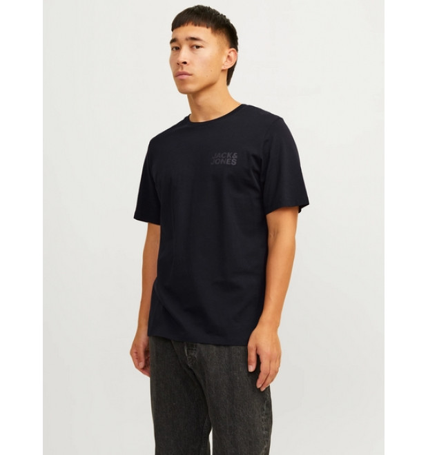 JACK & JONES tričko čierne s okrúhlym výstrihom JACK & JONES tričko čierne s okrúhlym výstrihom