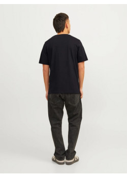 JACK & JONES tričko čierne s okrúhlym výstrihom