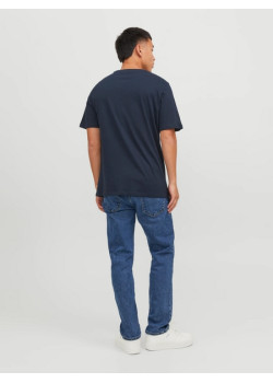 JACK & JONES pánske tričko modré s okrúhlym výstrihom