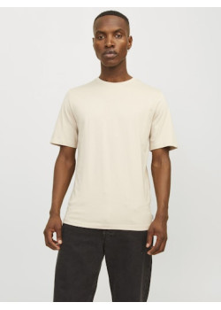 JACK & JONES pánske tričko béžové s okrúhlym výstrihom