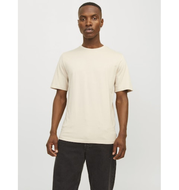 JACK & JONES pánske tričko béžové s okrúhlym výstrihom JACK & JONES pánske tričko béžové s okrúhlym výstrihom