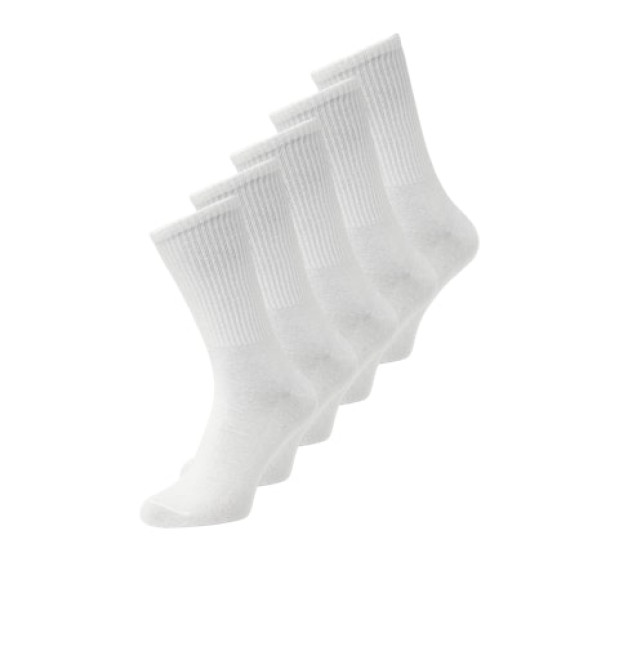 JACK & JONES pánske športové ponožky 5-balenie biele JACK & JONES pánske športové ponožky 5-balenie biele