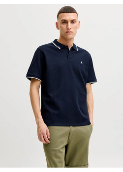 JACK & JONES polo tričko tmavo-modré s výšivkou