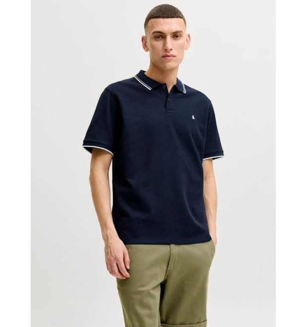 JACK & JONES polo tričko tmavo-modré s výšivkou