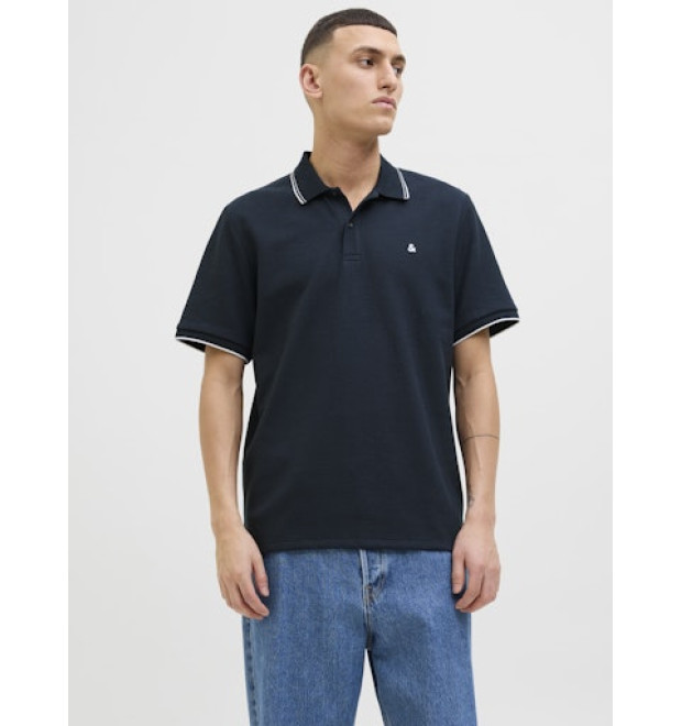 JACK & JONES polo tričko modré s výšivkou JACK & JONES polo tričko modré s výšivkou