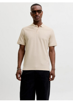 JACK & JONES polo tričko hnedé s výšivkou
