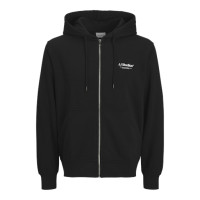JACK & JONES mikina s kapucňou so zipsom čierna JACK & JONES mikina s kapucňou so zipsom čierna