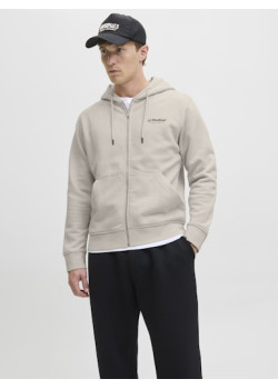 JACK & JONES mikina s kapucňou so zipsom béžová