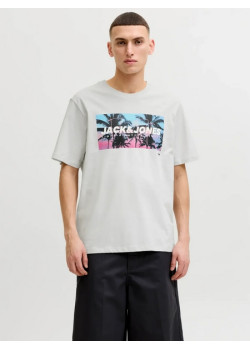 Jack & Jones INDIANA tričko s potlačou sivé
