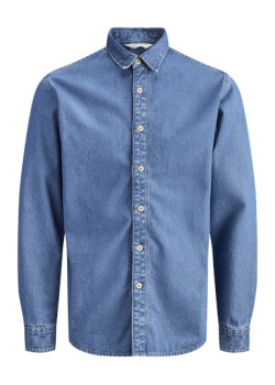 JACK & JONES pánska košeľa slim fit modrá s dlhými rukávmi denim