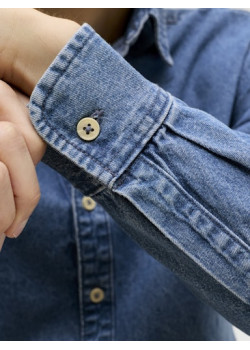 JACK & JONES pánska košeľa slim fit modrá s dlhými rukávmi denim
