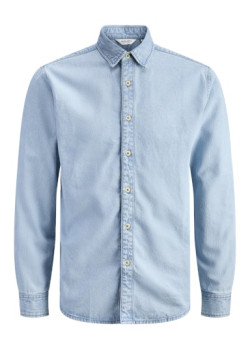 JACK & JONES pánska košeľa slim fit svetlá s dlhými rukávmi denim