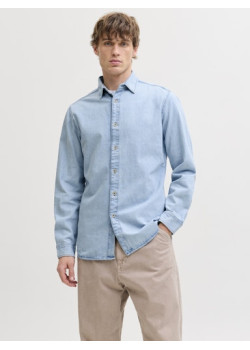 JACK & JONES pánska košeľa slim fit svetlá s dlhými rukávmi denim