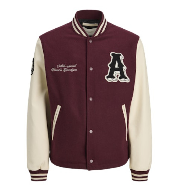 JACK & JONES pánska bejzbalová bunda krátka bordová JACK & JONES pánska bejzbalová bunda krátka bordová