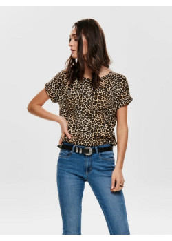 ONLY Moster dámske tričko s leopardím vzorom hnedé