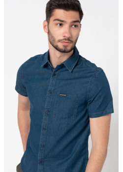Calvin Klein pánska košeľa s krátkym rukávom Denim modrá 