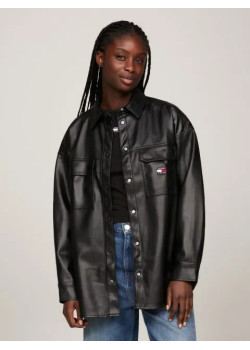 Tommy Hilfiger dámska lesklá košeľová bunda čierna
