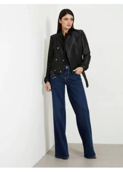 Guess Olivia Moto bunda z imitácie kože čierna
