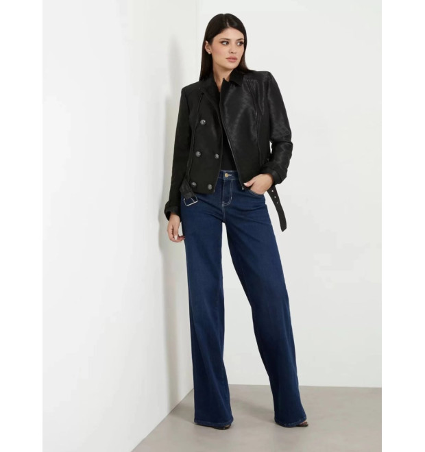 Guess Olivia Moto bunda z imitácie kože čierna Guess Olivia Moto bunda z imitácie kože čierna