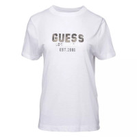 GUESS dámske tričko pyramide Studs s logom biele