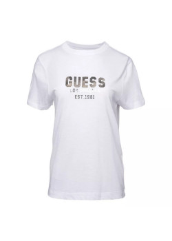 GUESS dámske tričko pyramide Studs s logom biele