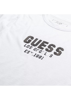 GUESS dámske tričko pyramide Studs s logom biele