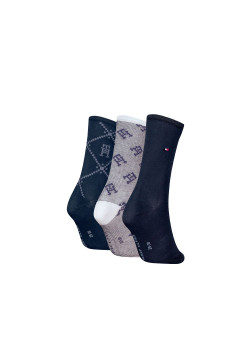 Tommy Hilfiger ponožky Monogram 3 pack modré