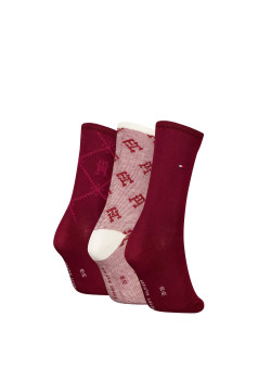 Tommy Hilfiger ponožky 3 pack gaštanové