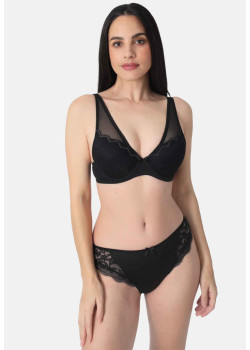 Sassa Eyelash Lace dámska vystužená podprsenka čierna