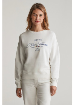 GANT dámska mikina Graphic C-Neck biela