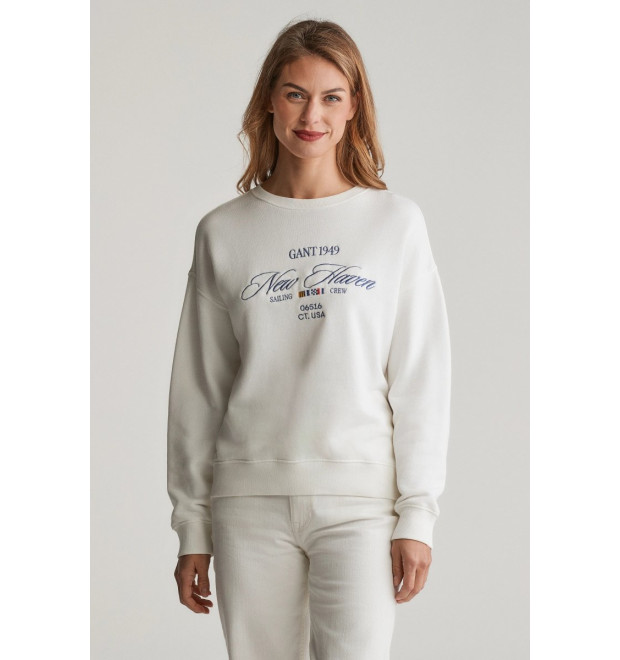 GANT dámska mikina Graphic C-Neck biela