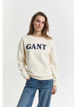 GANT dámska mikina Graphic C-Neck krémová