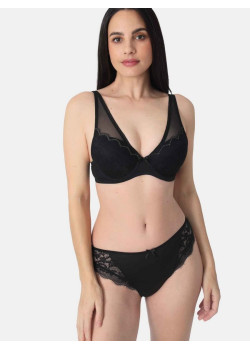 Sassa Eyelash Lace dámske čipkované nohavičky čierne
